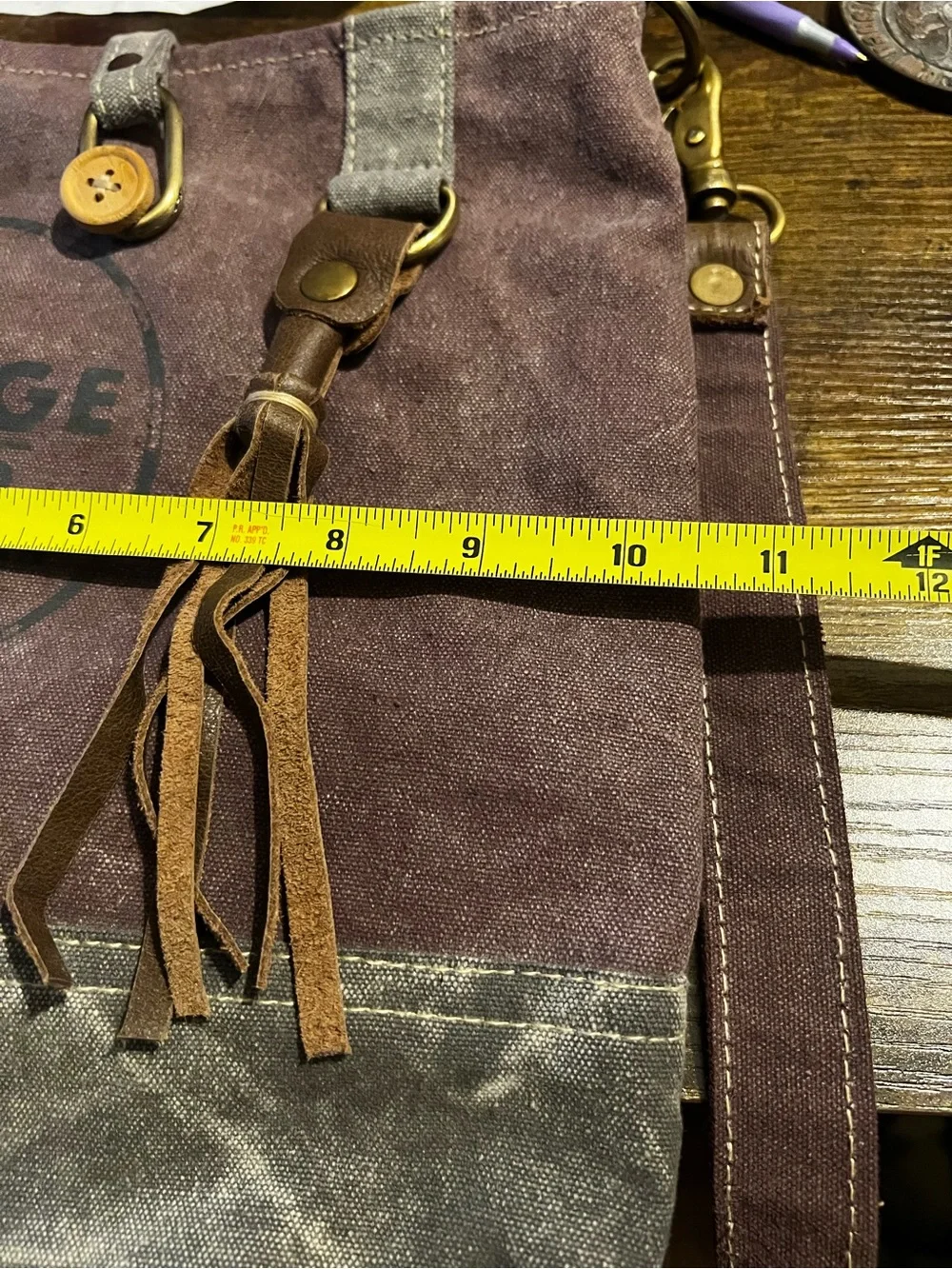 Clea Ray Vintage MAP Co. Two-Tone Rustic Canvas Crossbody Bag - Brown & Gray